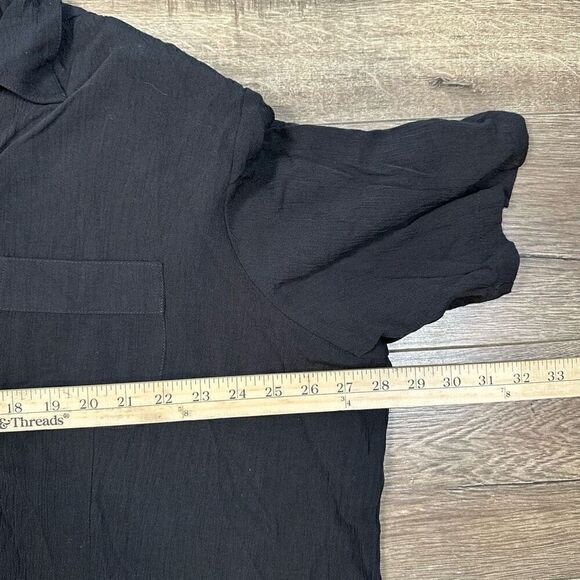 Designs Lane Bryant Women’s Size 22 24 Vintage Button Down Blouse Black Pockets - Picture 4 of 7